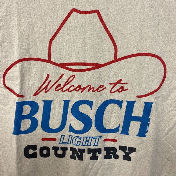 Welcome to Busch Light Country Cowboy Hat Beige T-Shirt Small - Picture 2 of 4